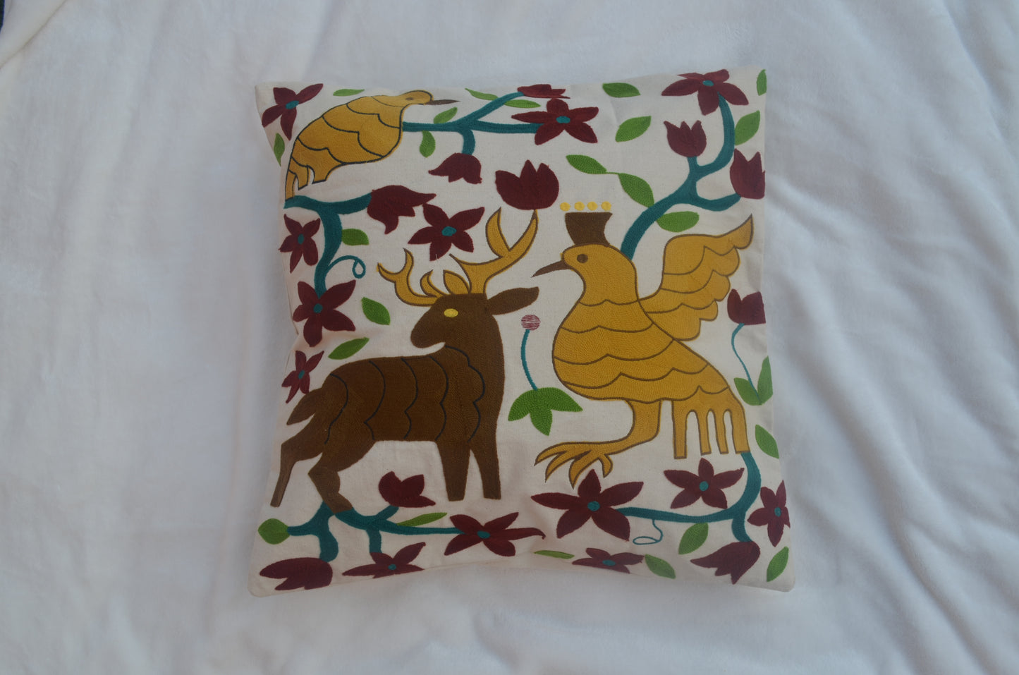 Falcon in Forest Embroidered Cushion Covers (set of 2)