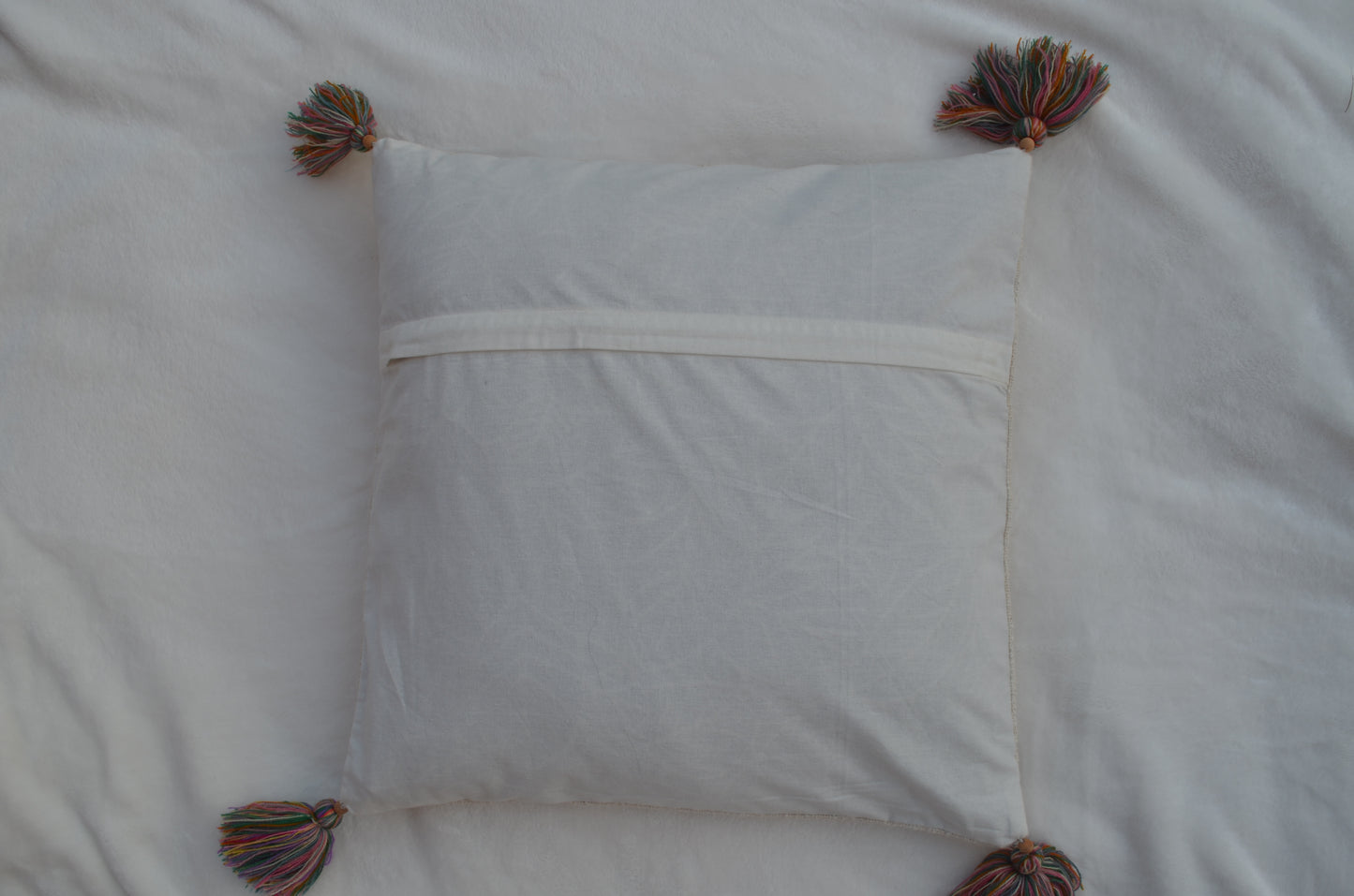 Sunset Leaf Embroidered Tufted beige cushion cover