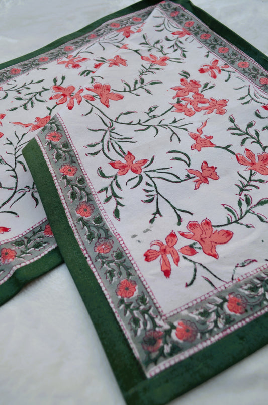 Summer blooms hand block printed table runner