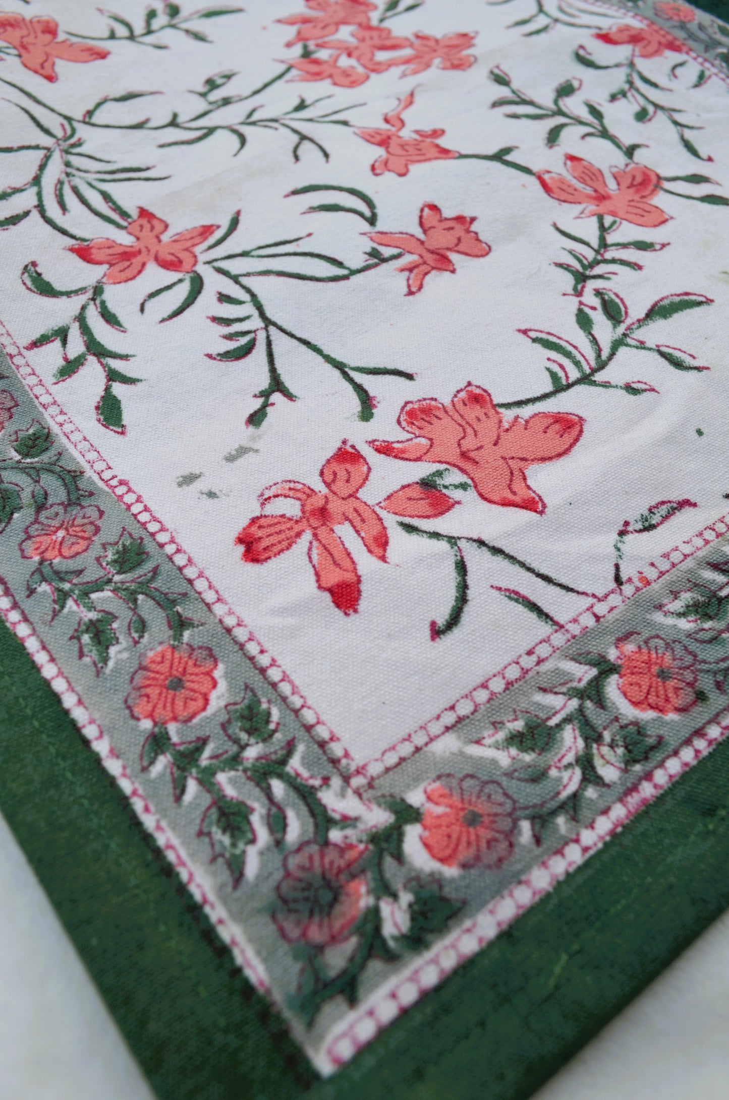 Summer blooms hand block printed table runner