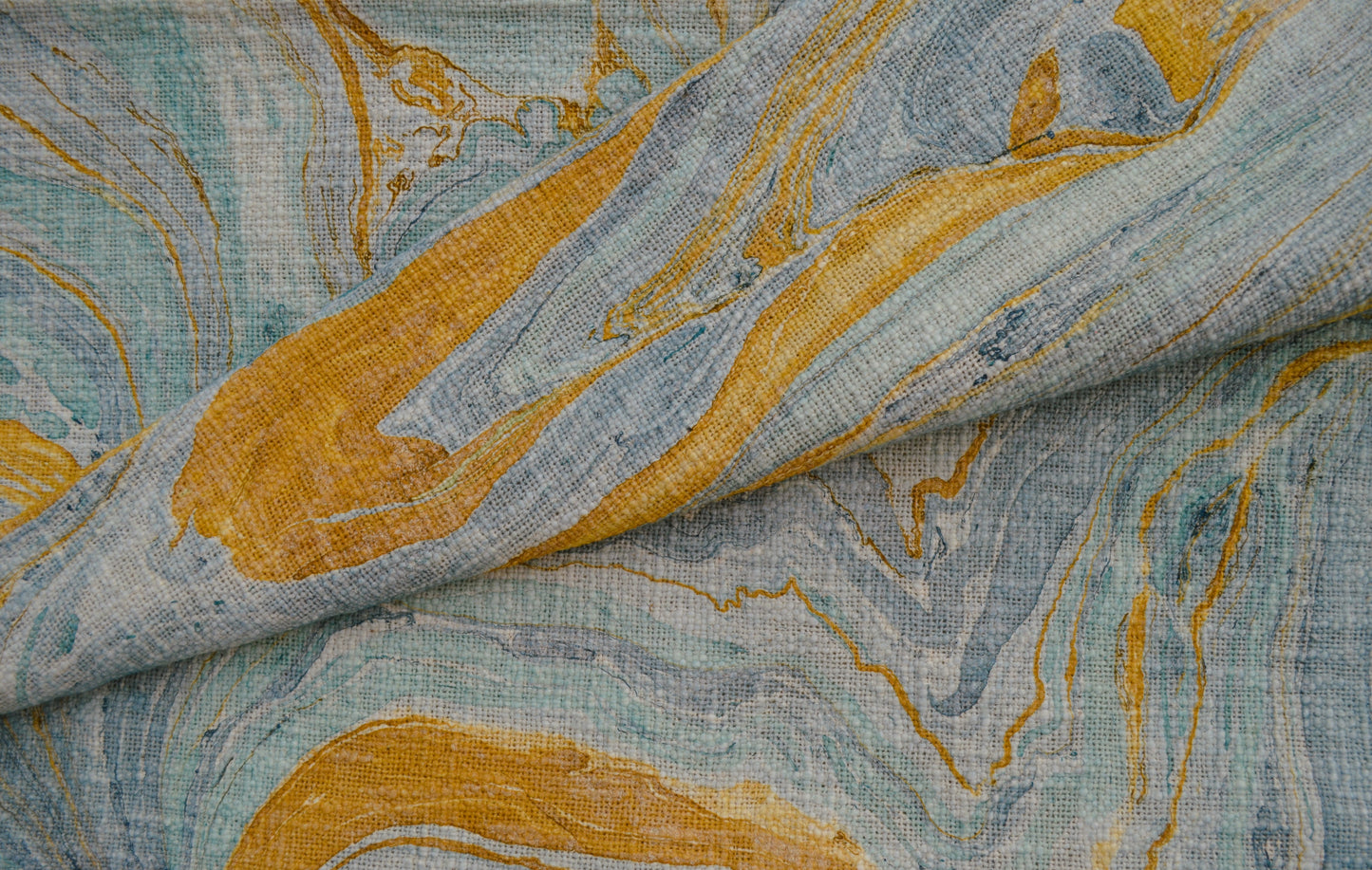 Summer Hues Marble Effect Blue & Yellow Tufted Throw