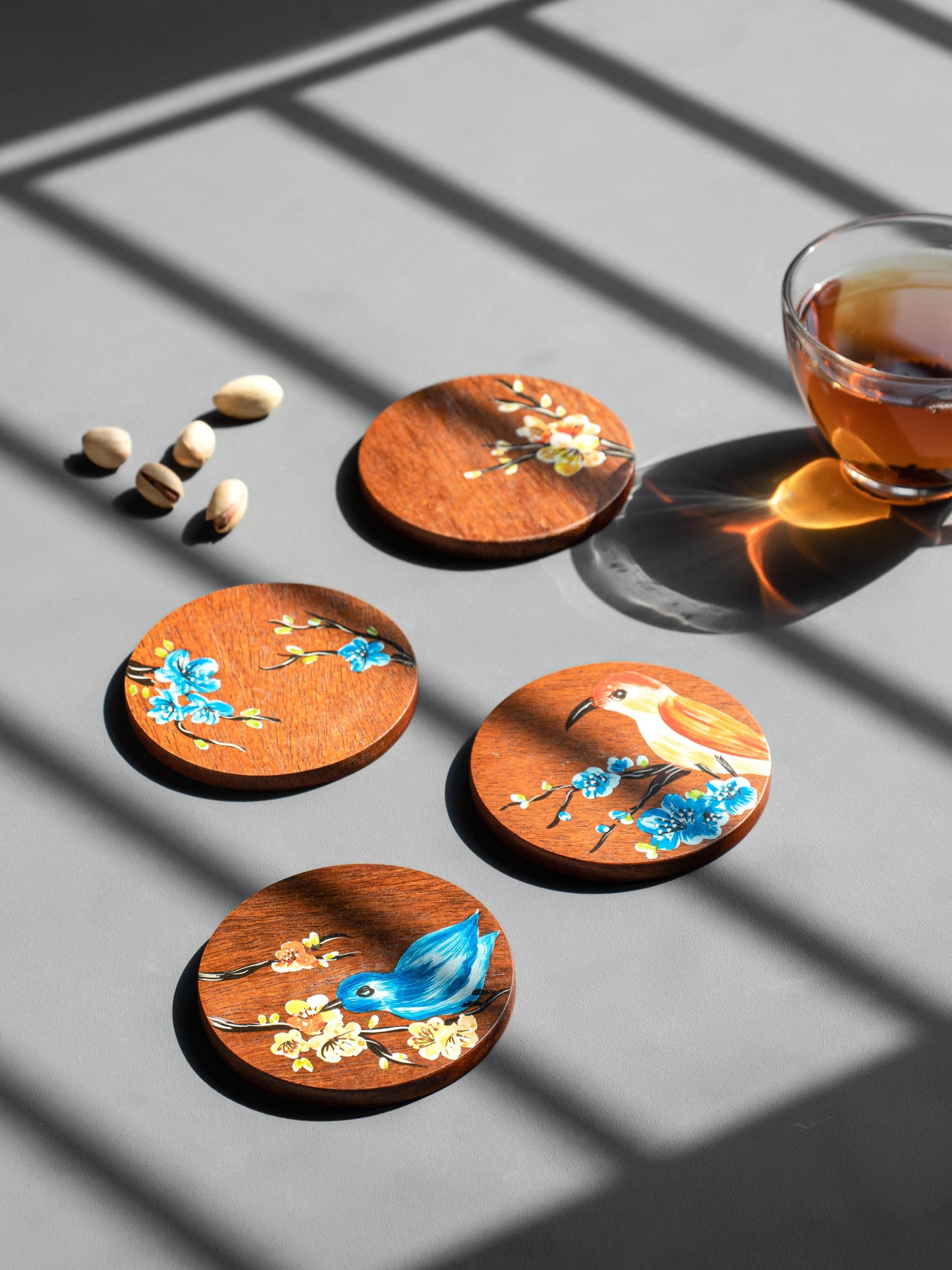 Hand Painted Platter & Coasters Set