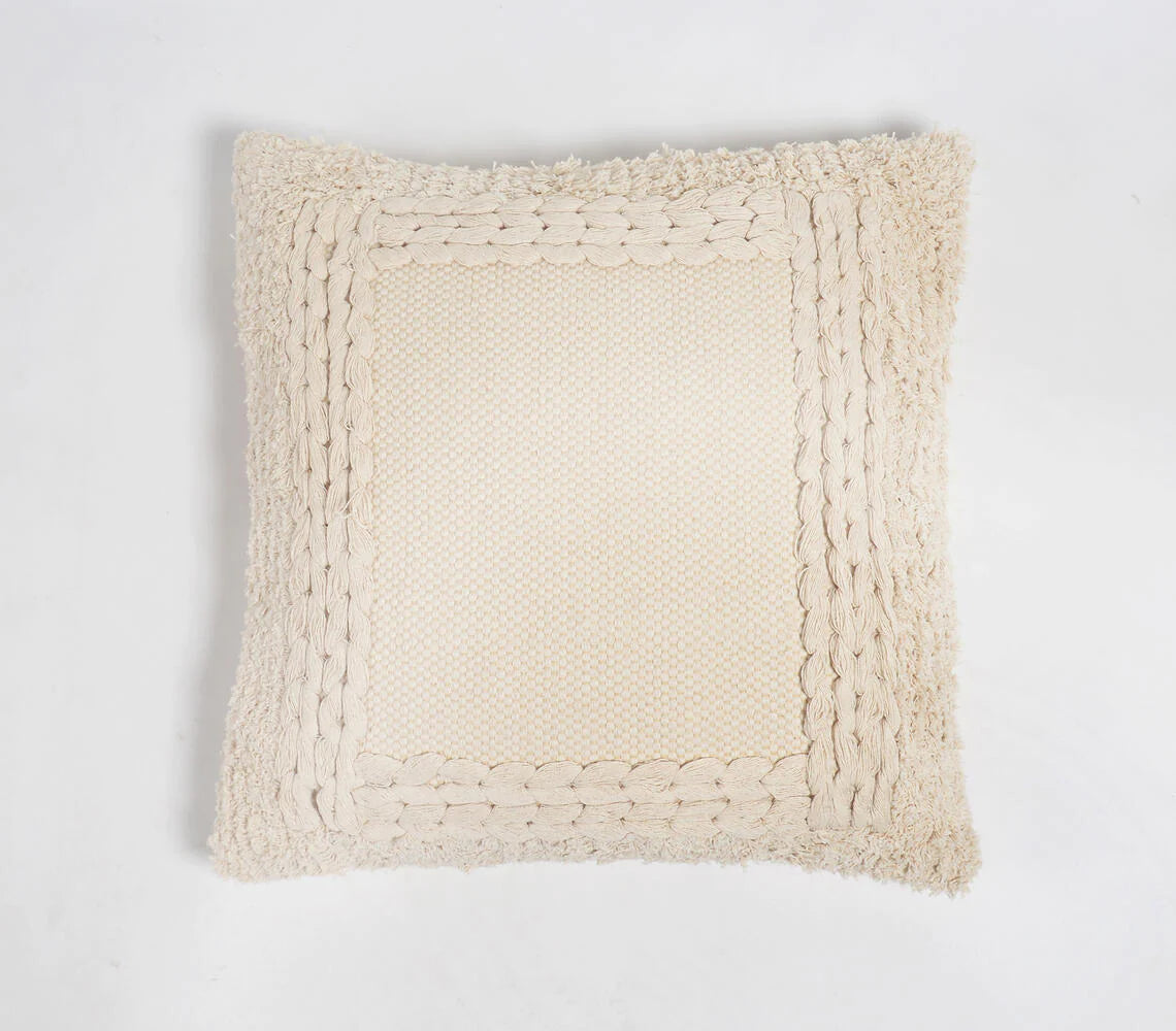 Beige tufted cushion cover