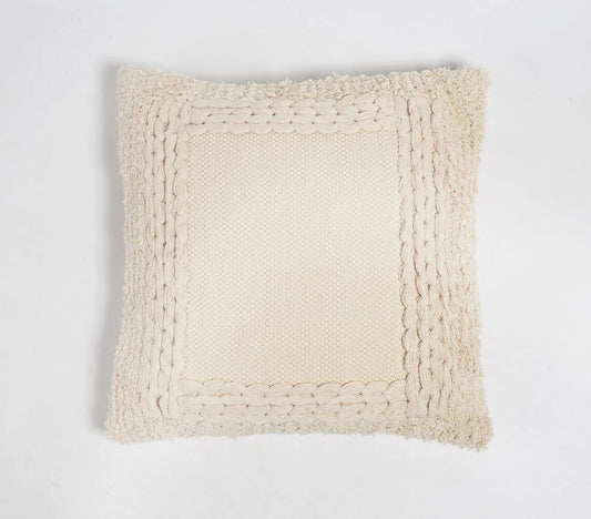 Beige tufted cushion cover