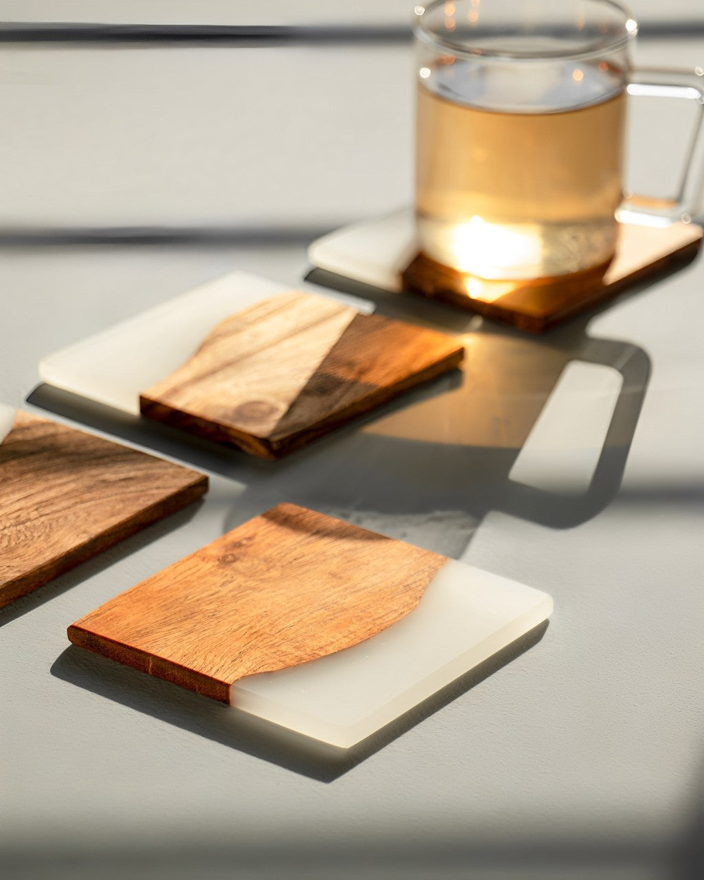 Luxe Wood Epoxy Timepiece and Coaster Set