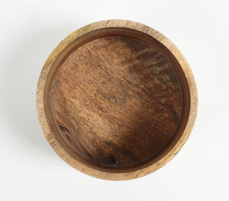 Enameled Mango Wood Geometric Wooden Serving Bowl