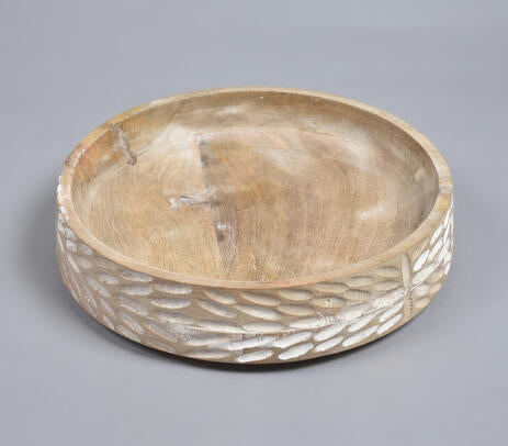 White Distressed Handcrafted Wooden Bowl