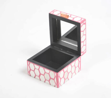 Honeycomb Pink MDF Jewelry Trinket Deco Box