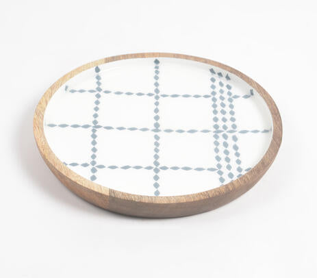 Enameled Checks Mango Wood Appetizer Plate